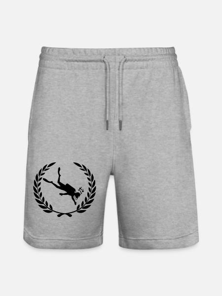 Diver underwater in laurel wreath - Stanley/Stella Trainer Unisex Organic Jogging Shorts - heather grey