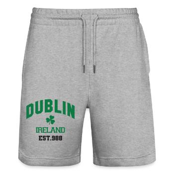 Dublin - Irlande - Short de jogging bio TRAINER Stanley/Stella unisexe - gris chiné - Devant - Nik (191cm) & Marisol (170cm)