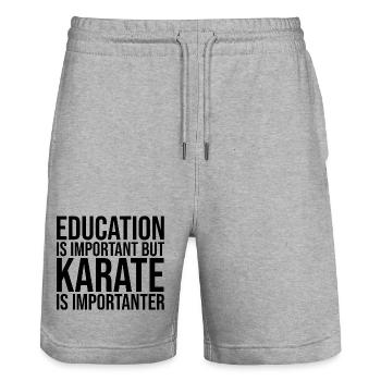 karaté - Short de jogging bio TRAINER Stanley/Stella unisexe - gris chiné - Devant - Nik (191cm) & Marisol (170cm)