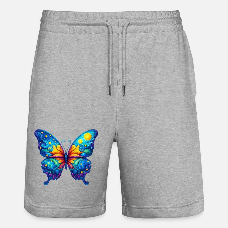 Van Gogh Schmetterling - Stanley/Stella Unisex Bio Joggingshorts Trainer  - Grau meliert