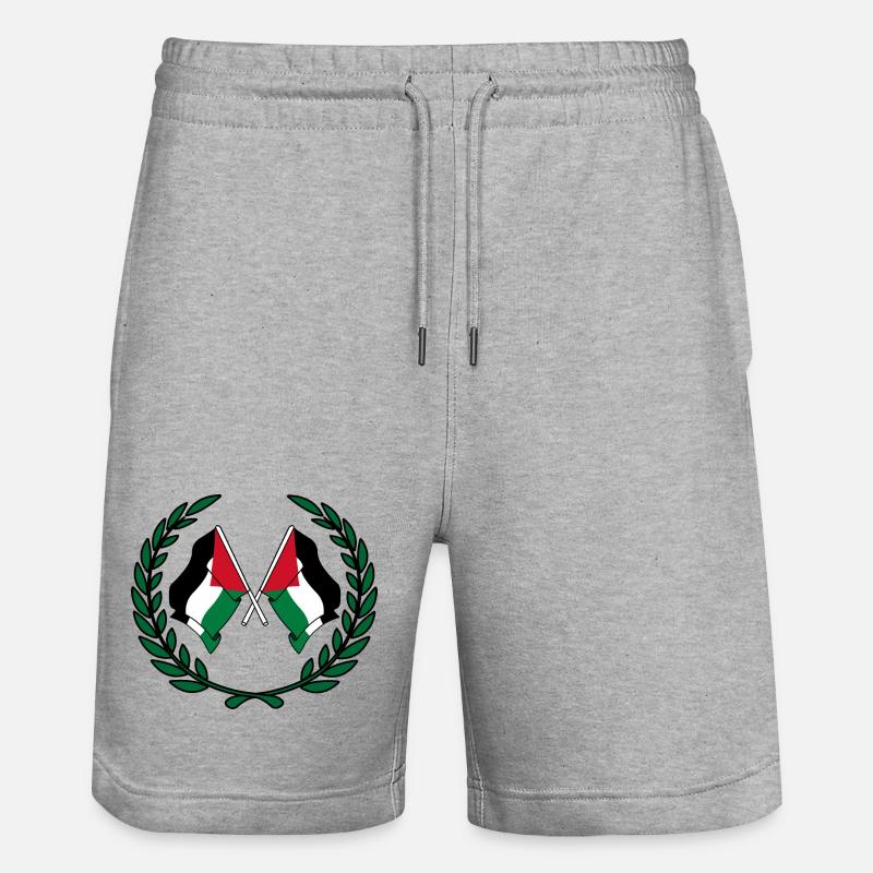 Drapeaux palestiniens en couronne de laurier - Short de jogging bio TRAINER Stanley/Stella unisexe - gris chiné