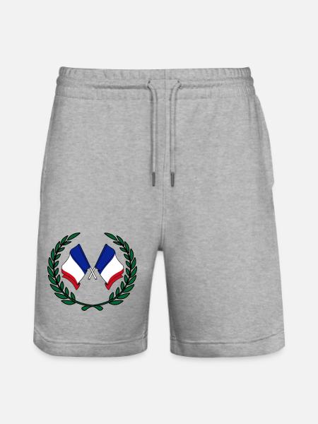 Flags France in laurel wreath - Stanley/Stella Trainer Unisex Organic Jogging Shorts - heather grey