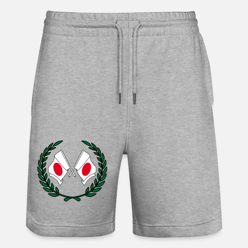 Drapeaux Japon en couronne de laurier - Short de jogging bio TRAINER Stanley/Stella unisexe - gris chiné