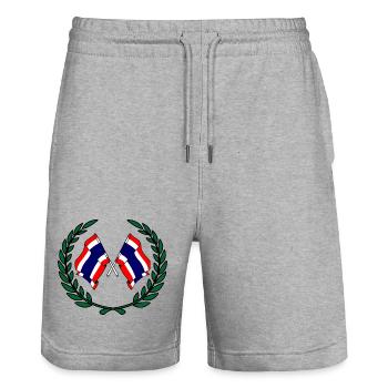 Flaggen Thailands im Lorbeerkranz - Stanley/Stella Unisex Bio Joggingshorts Trainer  - Grau meliert - Vorne - Nik (191cm) & Marisol (170cm)