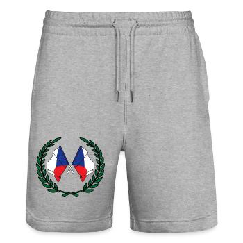 Drapeaux de la République tchèque en couronne de laurier - Short de jogging bio TRAINER Stanley/Stella unisexe - gris chiné - Devant - Nik (191cm) & Marisol (170cm)