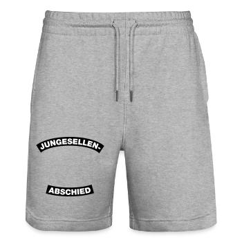Junggesellenabschied Rahmen (JGA MC-Rocker-Design) - Stanley/Stella Unisex Bio Joggingshorts Trainer  - Grau meliert - Vorne - Nik (191cm) & Marisol (170cm)