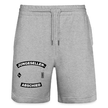 Junggesellenabschied Rahmen (JGA MC-Rocker-Design) - Stanley/Stella Unisex Bio Joggingshorts Trainer  - Grau meliert - Vorne - Nik (191cm) & Marisol (170cm)