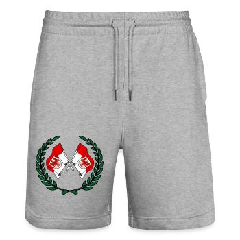 Drapeaux Brandebourg couronne de laurier bannière - Short de jogging bio TRAINER Stanley/Stella unisexe - gris chiné - Devant - Nik (191cm) & Marisol (170cm)