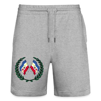 Fahnen Mecklenburg Vorpommern Lorbeerkranz - Stanley/Stella Unisex Bio Joggingshorts Trainer  - Grau meliert - Vorne - Nik (191cm) & Marisol (170cm)