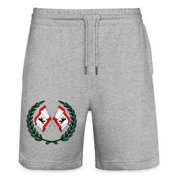 Fahnen Berliner Lorbeerkranz - Stanley/Stella Unisex Bio Joggingshorts Trainer  - Grau meliert - Vorne - Nik (191cm) & Marisol (170cm)