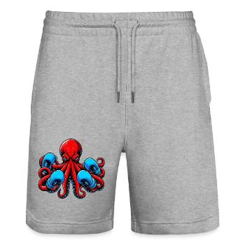 Octopus - Stanley/Stella Trainer Unisex Organic Jogging Shorts - heather grey - Front - Nik (191cm) & Marisol (170cm)