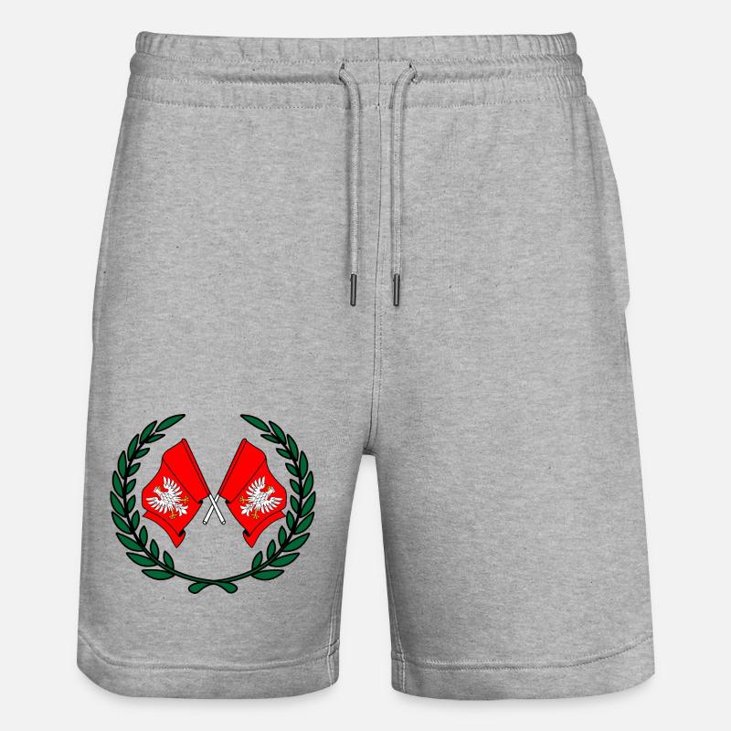 Drapeaux Couronne de laurier de Mazovie - Short de jogging bio TRAINER Stanley/Stella unisexe - gris chiné