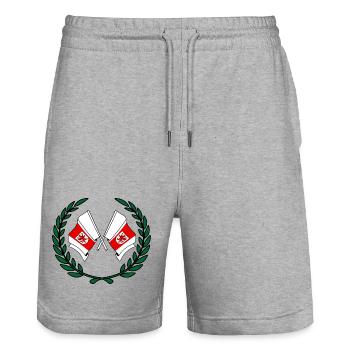 Drapeaux Couronne de laurier de Poméranie occidentale - Short de jogging bio TRAINER Stanley/Stella unisexe - gris chiné - Devant - Nik (191cm) & Marisol (170cm)
