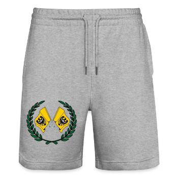 Flags Lower Silesia laurel wreath - Stanley/Stella Trainer Unisex Organic Jogging Shorts - heather grey - Front - Nik (191cm) & Marisol (170cm)