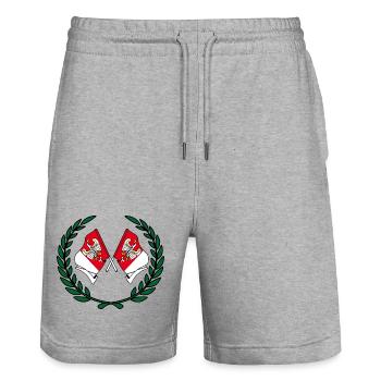 Flags Greater Poland laurel wreath - Stanley/Stella Trainer Unisex Organic Jogging Shorts - heather grey - Front - Nik (191cm) & Marisol (170cm)
