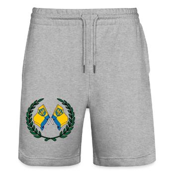Flags Opole laurel wreath - Stanley/Stella Trainer Unisex Organic Jogging Shorts - heather grey - Front - Nik (191cm) & Marisol (170cm)