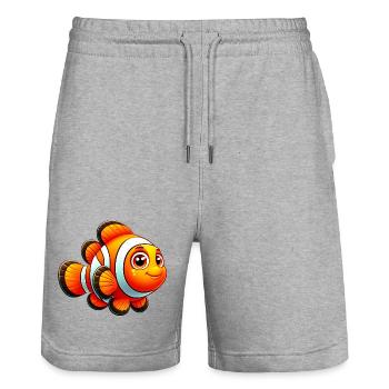 Poisson-clown - Short de jogging bio TRAINER Stanley/Stella unisexe - gris chiné - Devant - Nik (191cm) & Marisol (170cm)