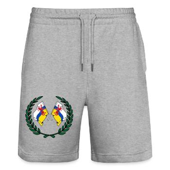 Flags province of Limburg laurel wreath - Stanley/Stella Trainer Unisex Organic Jogging Shorts - heather grey - Front - Nik (191cm) & Marisol (170cm)