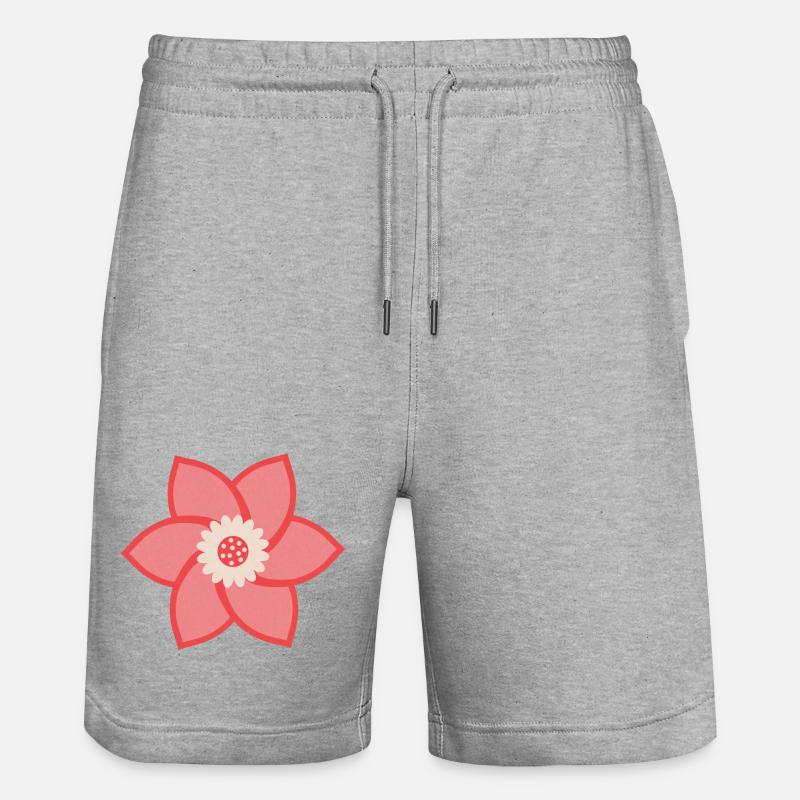 Fleur rouge rose et crème - Short de jogging bio TRAINER Stanley/Stella unisexe - gris chiné