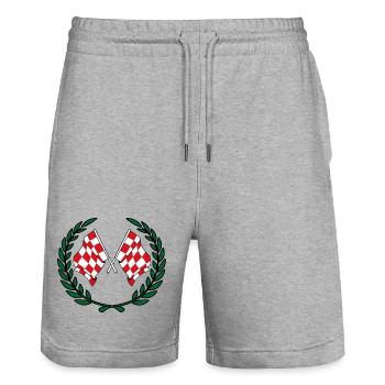 Couronne de laurier des drapeaux de la province du Brabant-Septentrional - Short de jogging bio TRAINER Stanley/Stella unisexe - gris chiné - Devant - Nik (191cm) & Marisol (170cm)