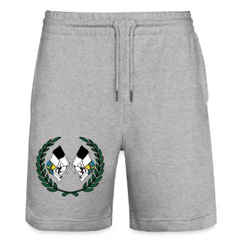Drapeaux des Grisons Suisse couronne de laurier - Short de jogging bio TRAINER Stanley/Stella unisexe - gris chiné - Devant - Nik (191cm) & Marisol (170cm)