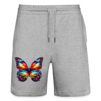 Butterfly - Stanley/Stella Trainer Unisex Organic Jogging Shorts - heather grey - Front - Nik (191cm) & Marisol (170cm)