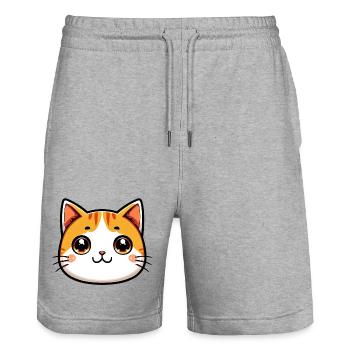 Chat - Short de jogging bio TRAINER Stanley/Stella unisexe - gris chiné - Devant - Nik (191cm) & Marisol (170cm)