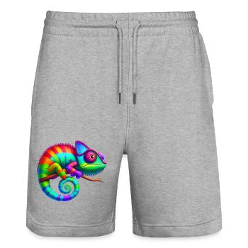 Caméléon - Short de jogging bio TRAINER Stanley/Stella unisexe - gris chiné - Devant - Nik (191cm) & Marisol (170cm)