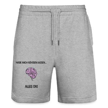 Habe mich röntgen lassen... Alles ok! Gehirn Witz - Stanley/Stella Unisex Bio Joggingshorts Trainer  - Grau meliert - Vorne - Nik (191cm) & Marisol (170cm)
