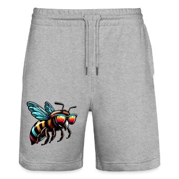 Abeille - Short de jogging bio TRAINER Stanley/Stella unisexe - gris chiné - Devant - Nik (191cm) & Marisol (170cm)