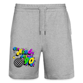90er Party , Mottoparty , 90er Kind (25) - Stanley/Stella Unisex Bio Joggingshorts Trainer  - Grau meliert - Vorne - Nik (191cm) & Marisol (170cm)