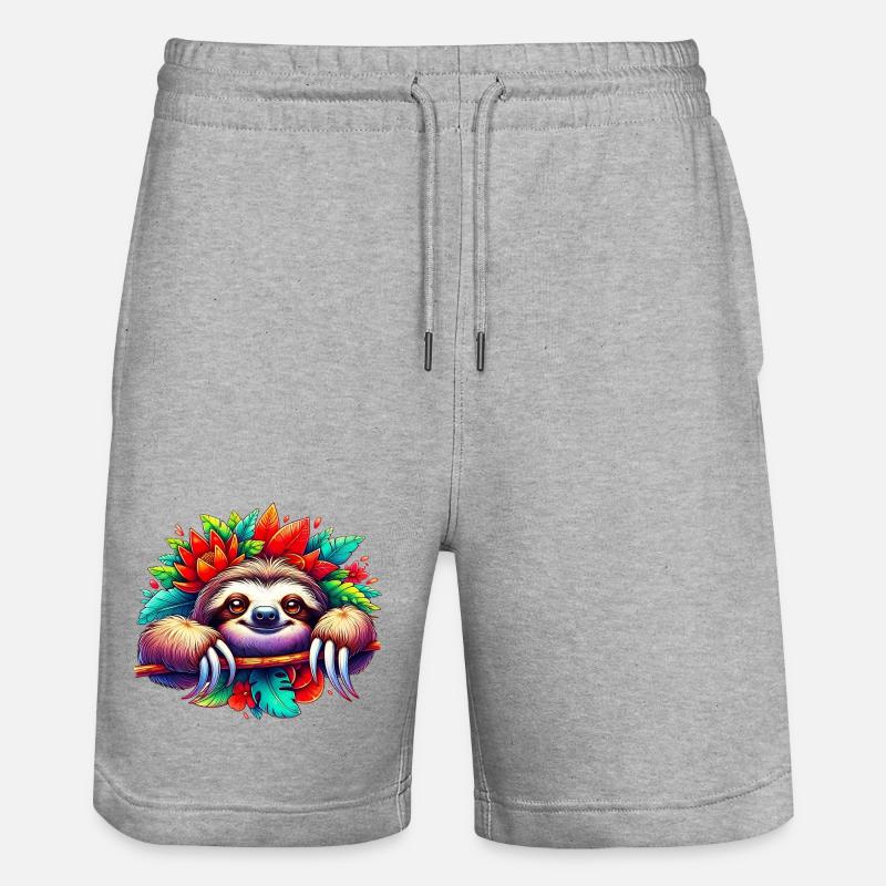 Faultier - Stanley/Stella Unisex Bio Joggingshorts Trainer  - Grau meliert