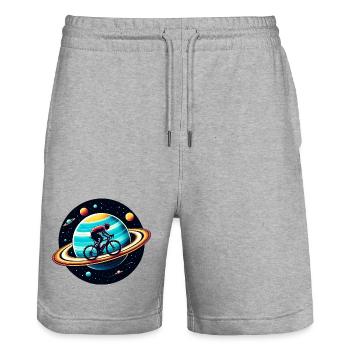 Cycliste sur Saturne - Short de jogging bio TRAINER Stanley/Stella unisexe - gris chiné - Devant - Nik (191cm) & Marisol (170cm)
