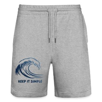 Keep It Simple Wave - Stanley/Stella Trainer Unisex Organic Jogging Shorts - heather grey - Front - Nik (191cm) & Marisol (170cm)
