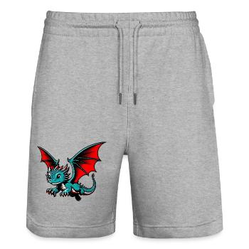 Dragon - Stanley/Stella Trainer Unisex Organic Jogging Shorts - heather grey - Front - Nik (191cm) & Marisol (170cm)