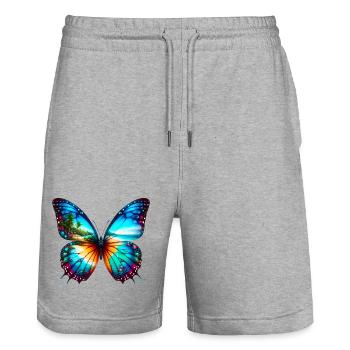Papillon - Short de jogging bio TRAINER Stanley/Stella unisexe - gris chiné - Devant - Nik (191cm) & Marisol (170cm)
