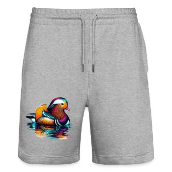 Mandarin duck - Stanley/Stella Trainer Unisex Organic Jogging Shorts - heather grey - Front - Nik (191cm) & Marisol (170cm)