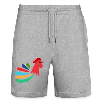 COQ. CHEVAL. POULE. COQ. ANIMAL. OISEAU. LICORNE. - Short de jogging bio TRAINER Stanley/Stella unisexe - gris chiné - Devant - Nik (191cm) & Marisol (170cm)