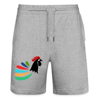 COQ. CHEVAL. POULE. COQ. ANIMAL. OISEAU. LICORNE. - Short de jogging bio TRAINER Stanley/Stella unisexe - gris chiné - Devant - Nik (191cm) & Marisol (170cm)