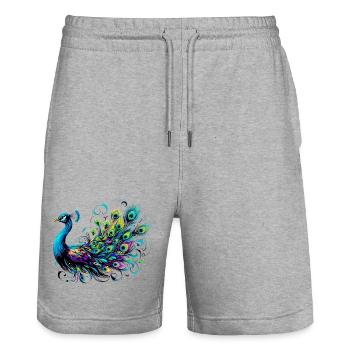 Pfau - Stanley/Stella Unisex Bio Joggingshorts Trainer  - Grau meliert - Vorne - Nik (191cm) & Marisol (170cm)