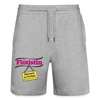 Flötistin Pink – Niemand ist Perfekt - Stanley/Stella Unisex Bio Joggingshorts Trainer  - Grau meliert - Vorne - Nik (191cm) & Marisol (170cm)