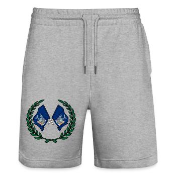 Flaggen USA New York im Lorbeerkranz - Stanley/Stella Unisex Bio Joggingshorts Trainer  - Grau meliert - Vorne - Nik (191cm) & Marisol (170cm)