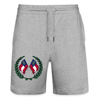 Drapeaux USA Géorgie en couronne de laurier - Short de jogging bio TRAINER Stanley/Stella unisexe - gris chiné - Devant - Nik (191cm) & Marisol (170cm)