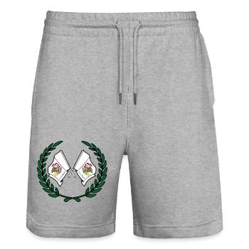 Flaggen USA Illinois im Lorbeerkranz - Stanley/Stella Unisex Bio Joggingshorts Trainer  - Grau meliert - Vorne - Nik (191cm) & Marisol (170cm)