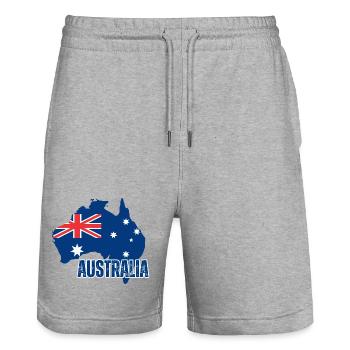 Australische Flagge, Australischer Stolz - Stanley/Stella Unisex Bio Joggingshorts Trainer  - Grau meliert - Vorne - Nik (191cm) & Marisol (170cm)