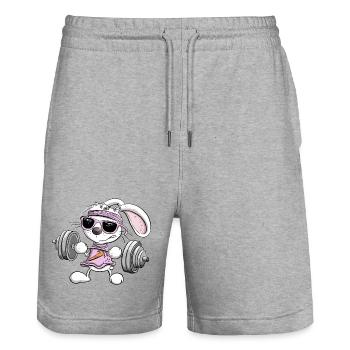Krafttraining Hase Fitness Kraftsport - Stanley/Stella Unisex Bio Joggingshorts Trainer  - Grau meliert - Vorne - Nik (191cm) & Marisol (170cm)
