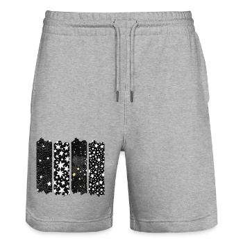 Sternennacht Brush-Design - Stanley/Stella Unisex Bio Joggingshorts Trainer  - Grau meliert - Vorne - Nik (191cm) & Marisol (170cm)