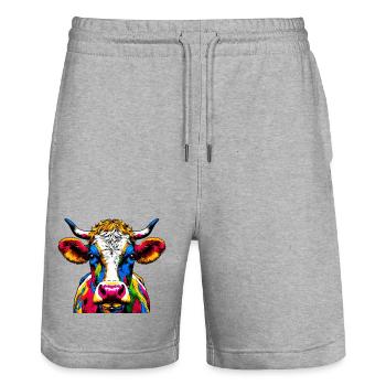 Vache - Short de jogging bio TRAINER Stanley/Stella unisexe - gris chiné - Devant - Nik (191cm) & Marisol (170cm)