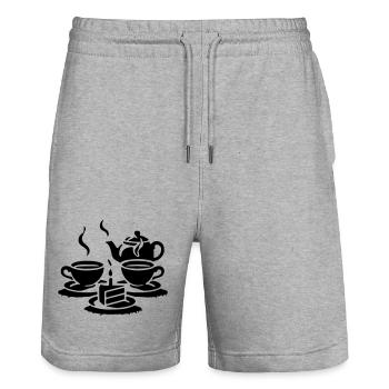 Kaffe Kuchen - Stanley/Stella Unisex Bio Joggingshorts Trainer  - Grau meliert - Vorne - Nik (191cm) & Marisol (170cm)