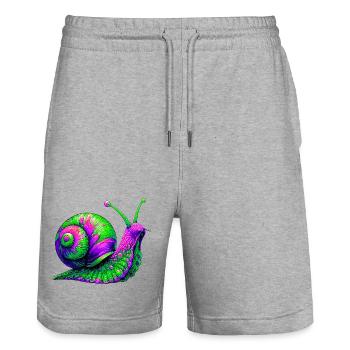 Snail - Stanley/Stella Trainer Unisex Organic Jogging Shorts - heather grey - Front - Nik (191cm) & Marisol (170cm)